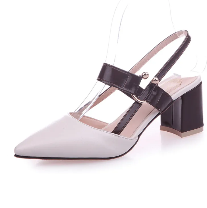 2021 new hollow coarse sandals high-heeled shallow mouth pointed baotou shoes work shoes women Female sexy high heels B1284