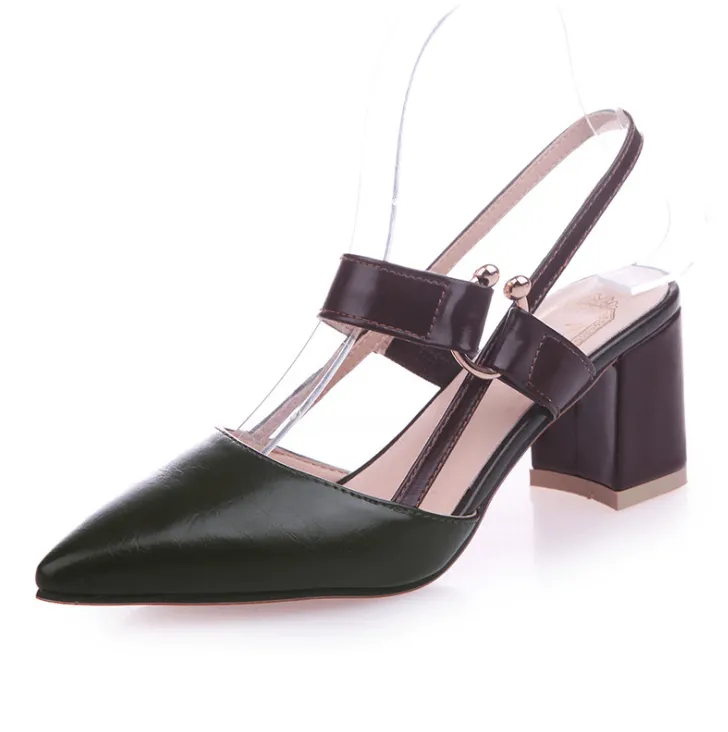 2021 new hollow coarse sandals high-heeled shallow mouth pointed baotou shoes work shoes women Female sexy high heels B1284