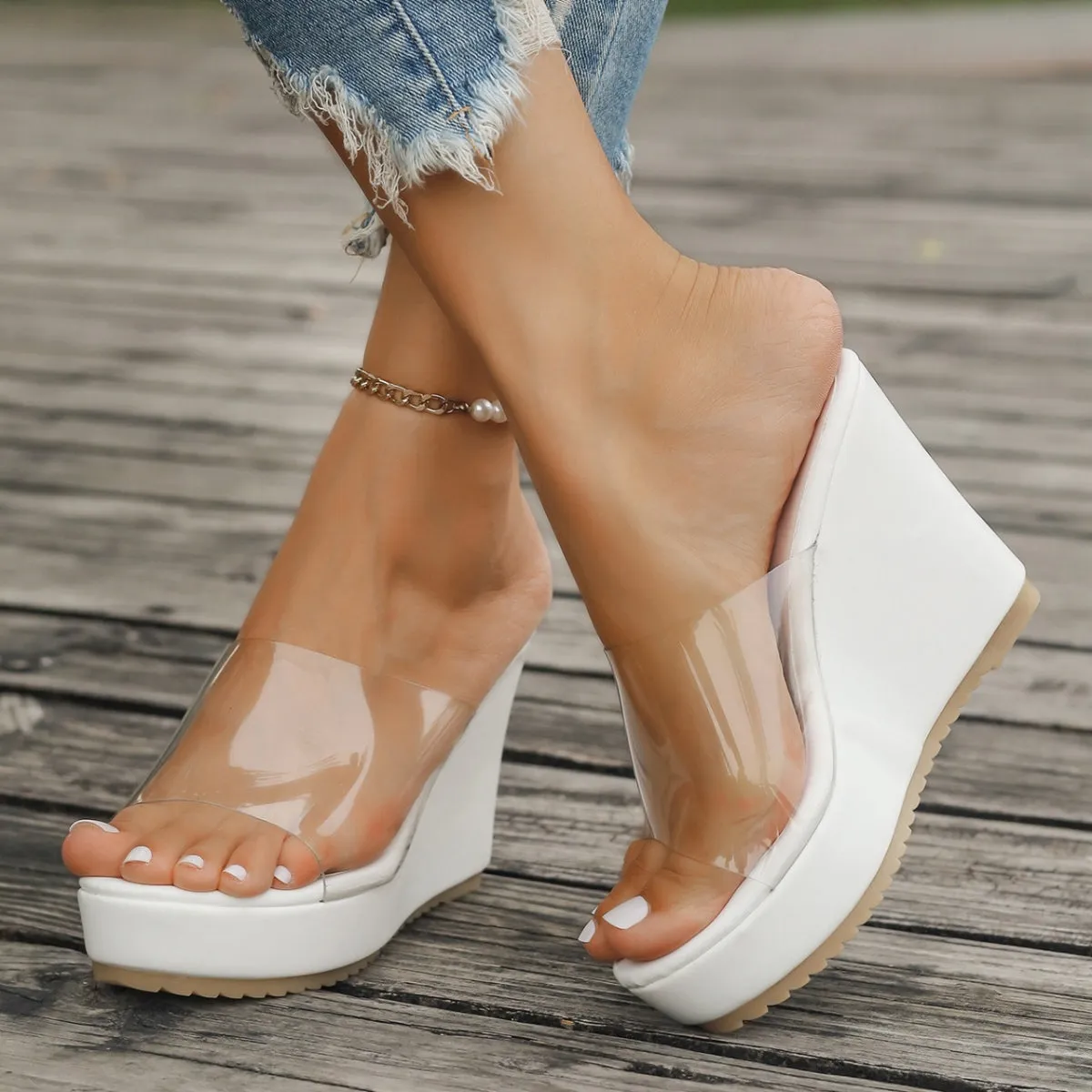 Clear Wedge Sandals