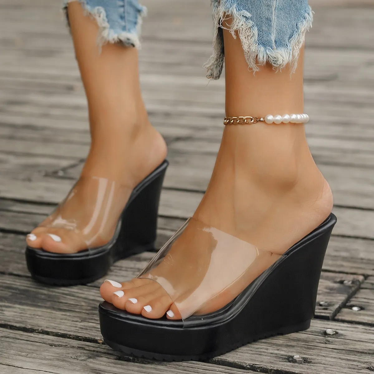 Clear Wedge Sandals