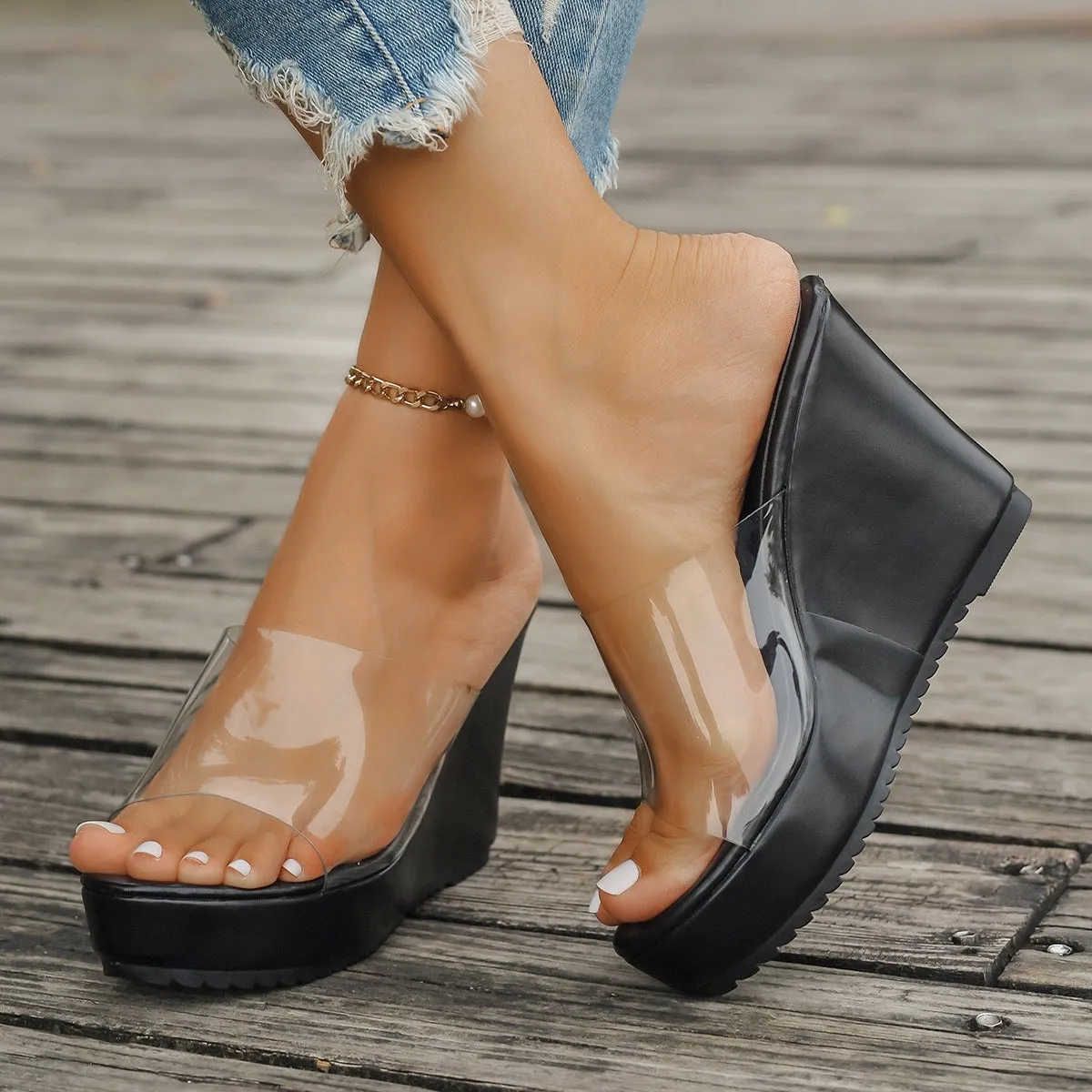 Clear Wedge Sandals