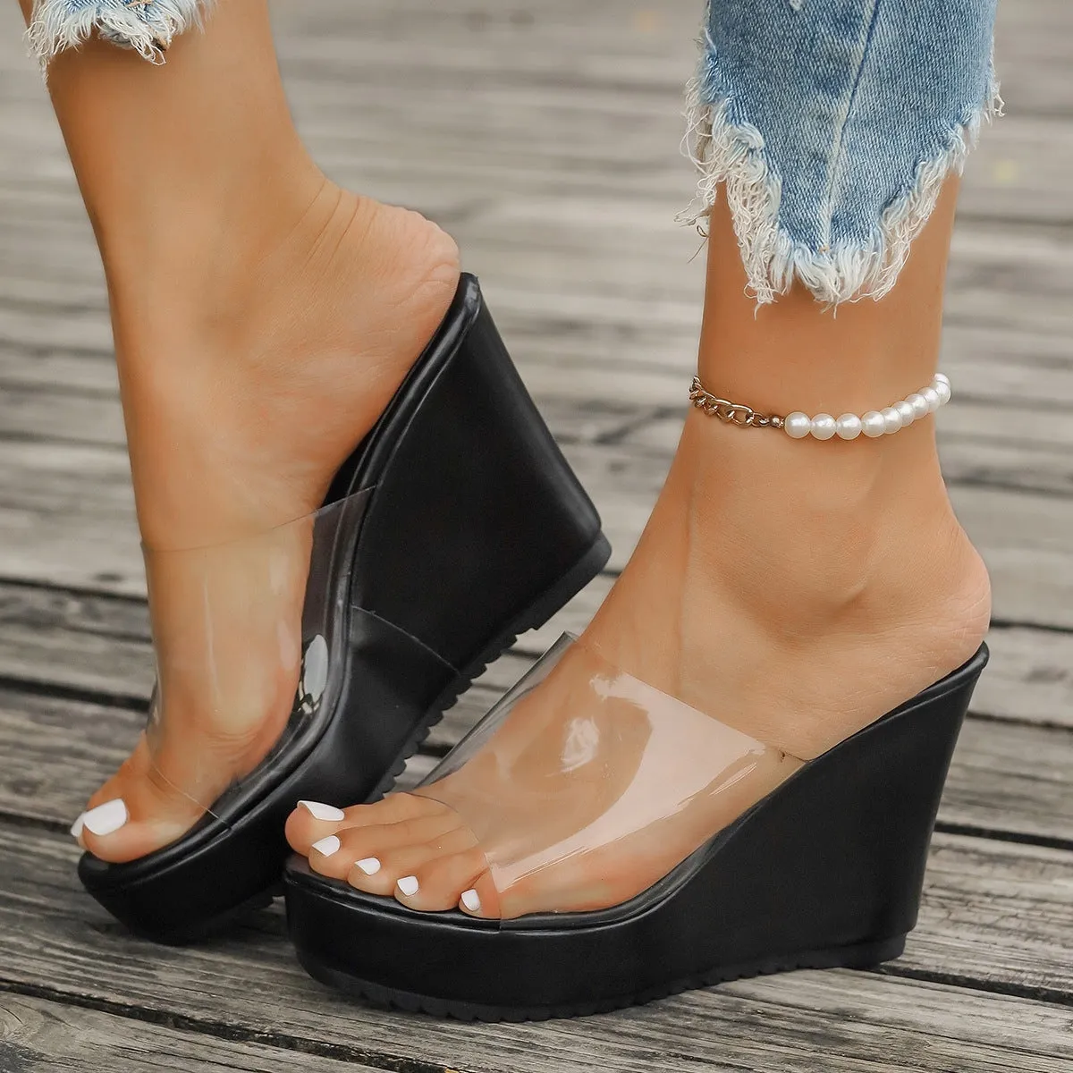 Clear Wedge Sandals