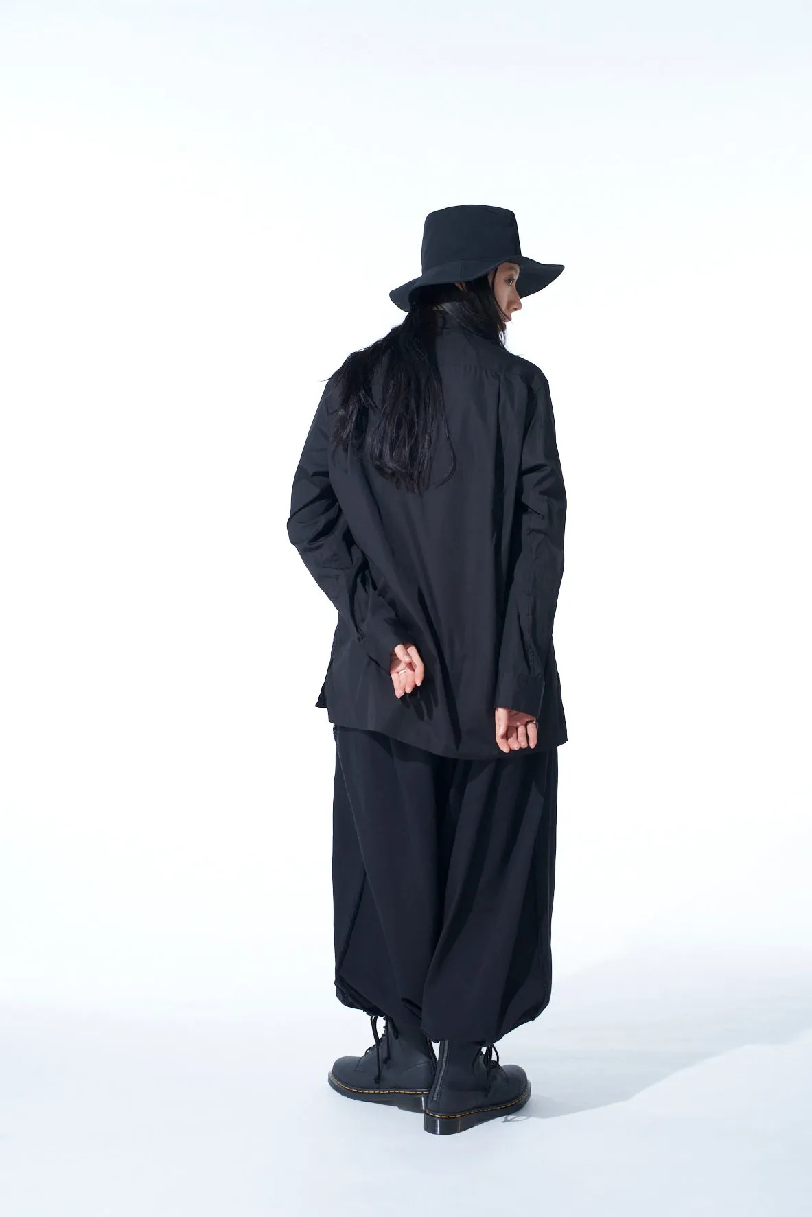 COTTON DRILL CUT-OUT BALLOON PANTS