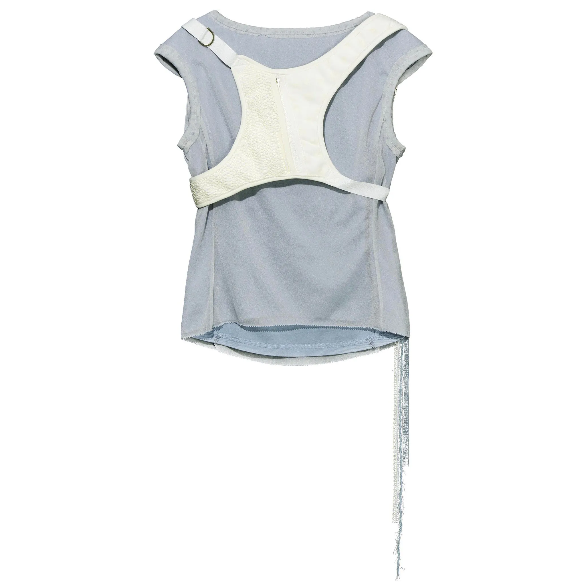 HENLEY TOP W/ BACK STRAP / ASH BLUE