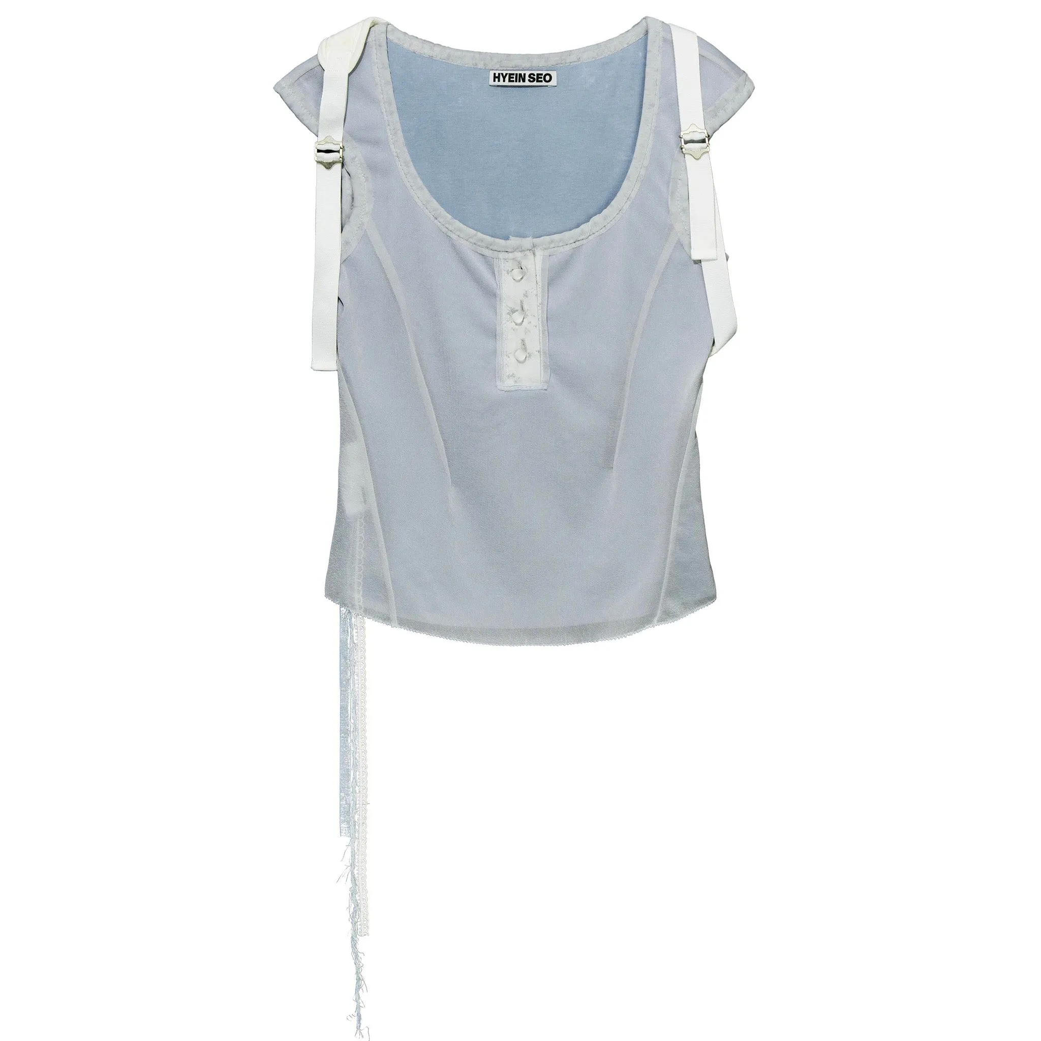 HENLEY TOP W/ BACK STRAP / ASH BLUE