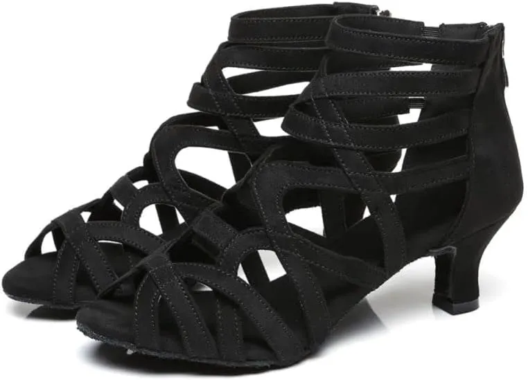 JUODVMP Women's Dance High Heels Open Toe Latin Salsa Tango Practice Ballroom Dance Shoes Model YCL543