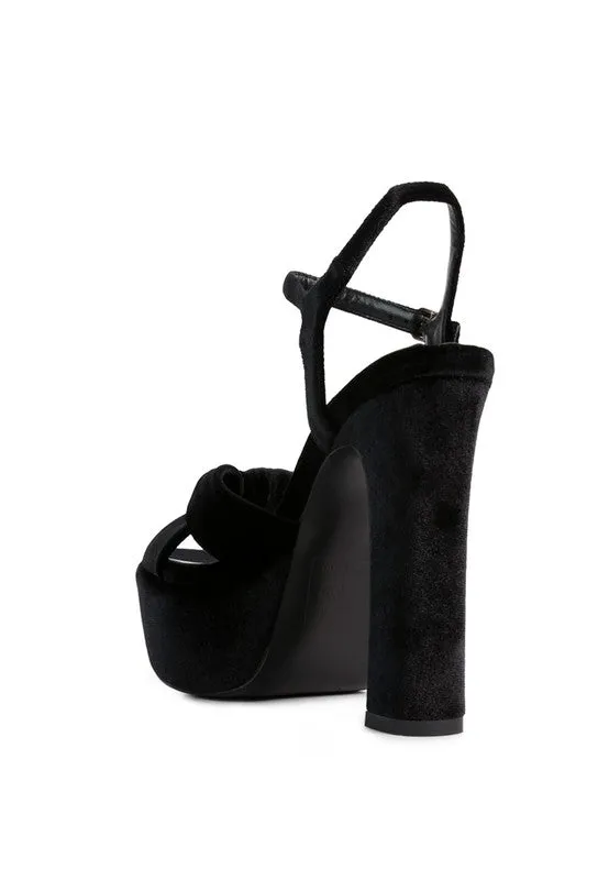LIDDEL Velvet High Block Heeled Sandals