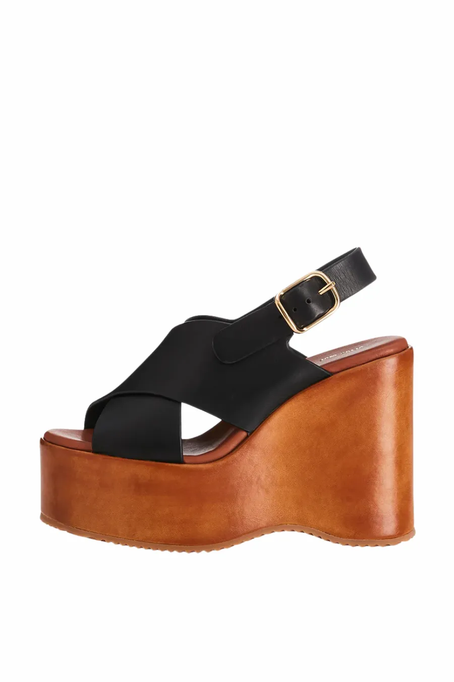 Ophelia Wedge Black Leather