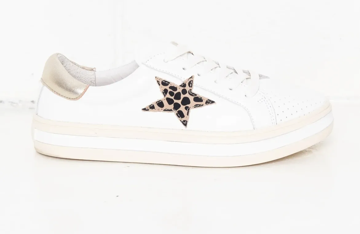 PIXIE SNEAKER- WHITE/BROWN ANIMAL