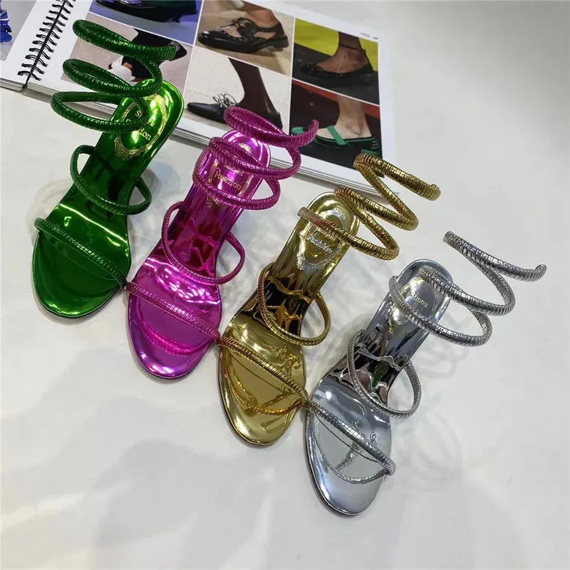 Sequin Snake Winding Heels