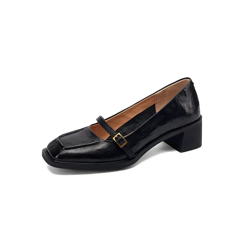 Square Toe Block Heels Pumps