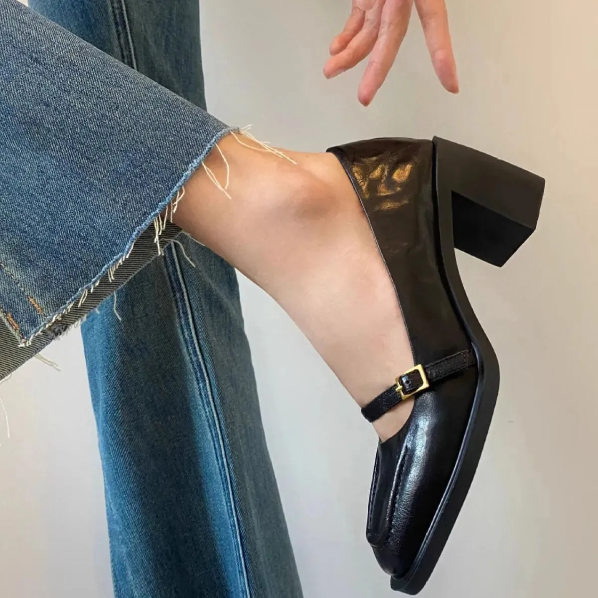 Square Toe Block Heels Pumps