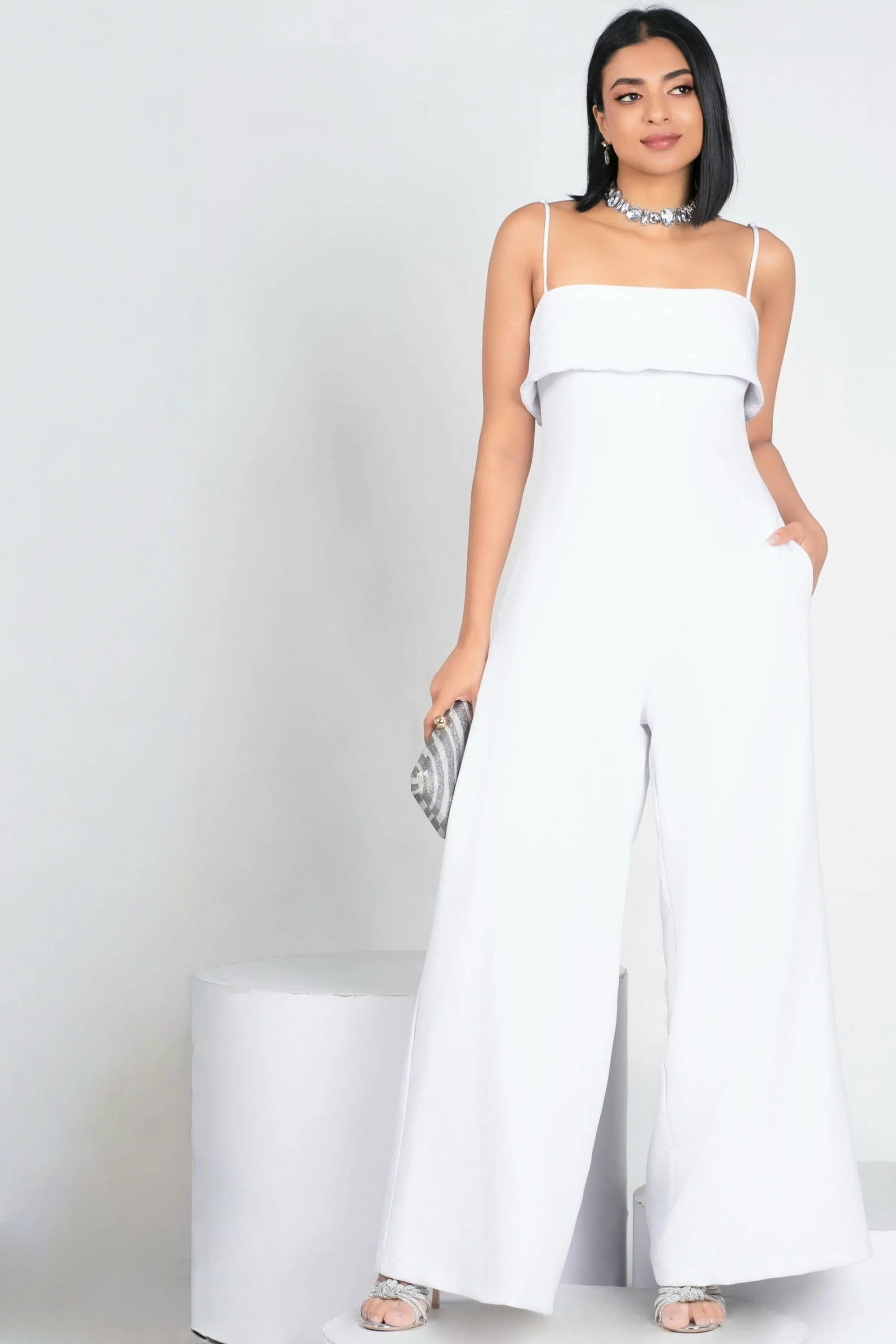 White Wide Leg Jumpsuit