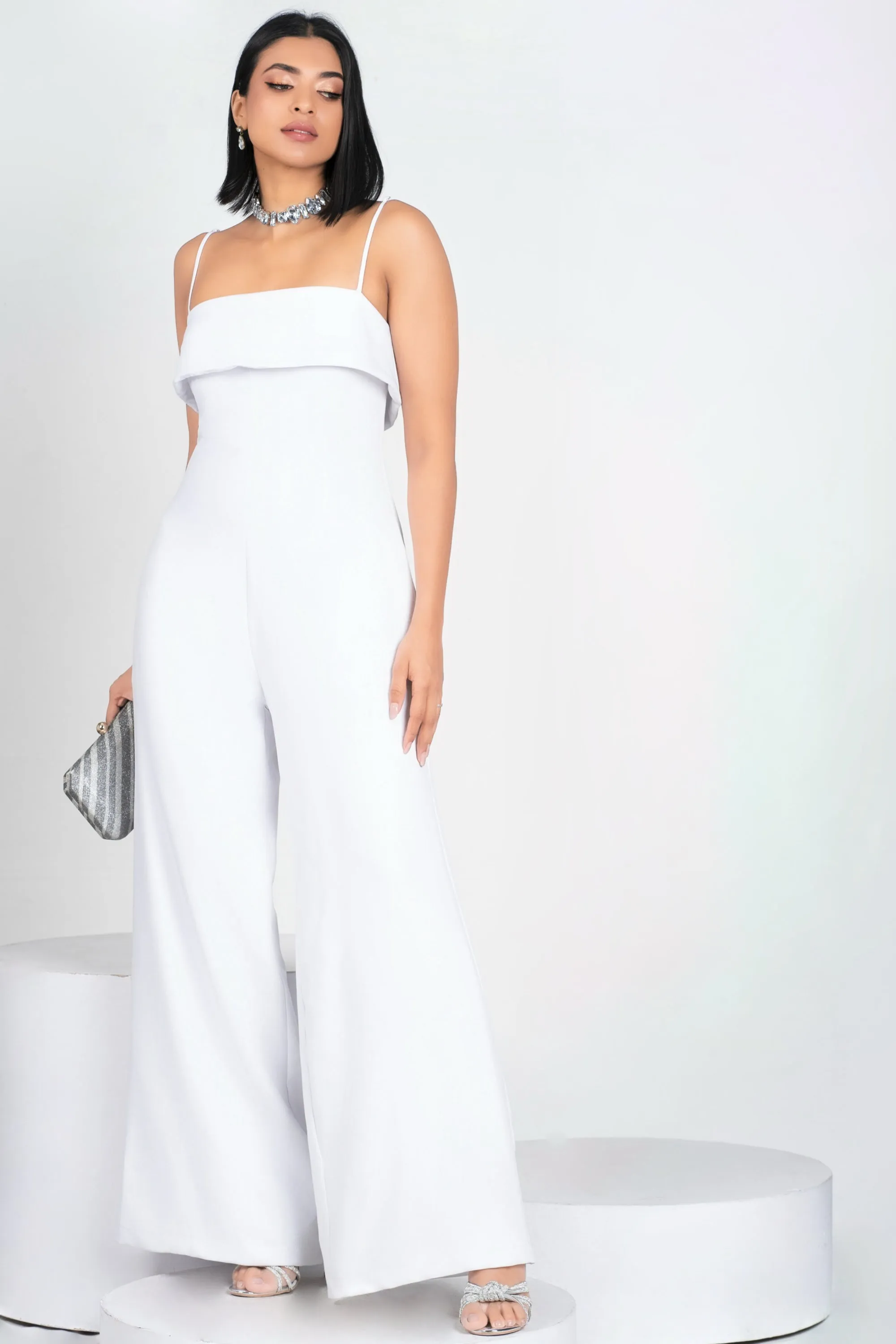 White Wide Leg Jumpsuit